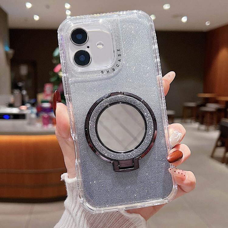 For iPhone 16 Plus Mirror Holder Glitterr MagSafe Phone Case