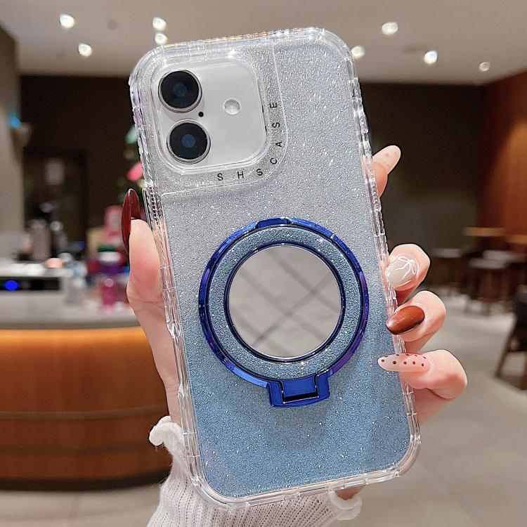 For iPhone 16 Plus Mirror Holder Glitterr MagSafe Phone Case