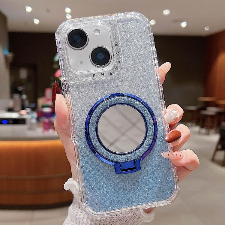 For iPhone 14 Mirror Holder Glitterr MagSafe Phone Case