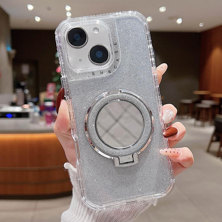 For iPhone 13 Mirror Holder Glitterr MagSafe Phone Case
