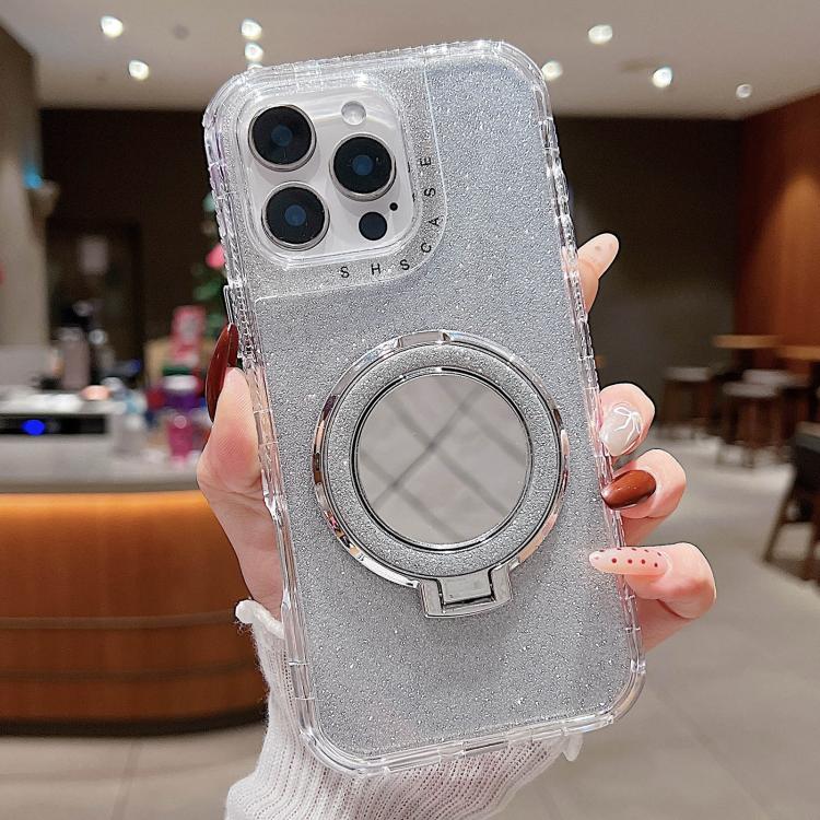 For iPhone 12 Pro Mirror Holder Glitterr MagSafe Phone Case