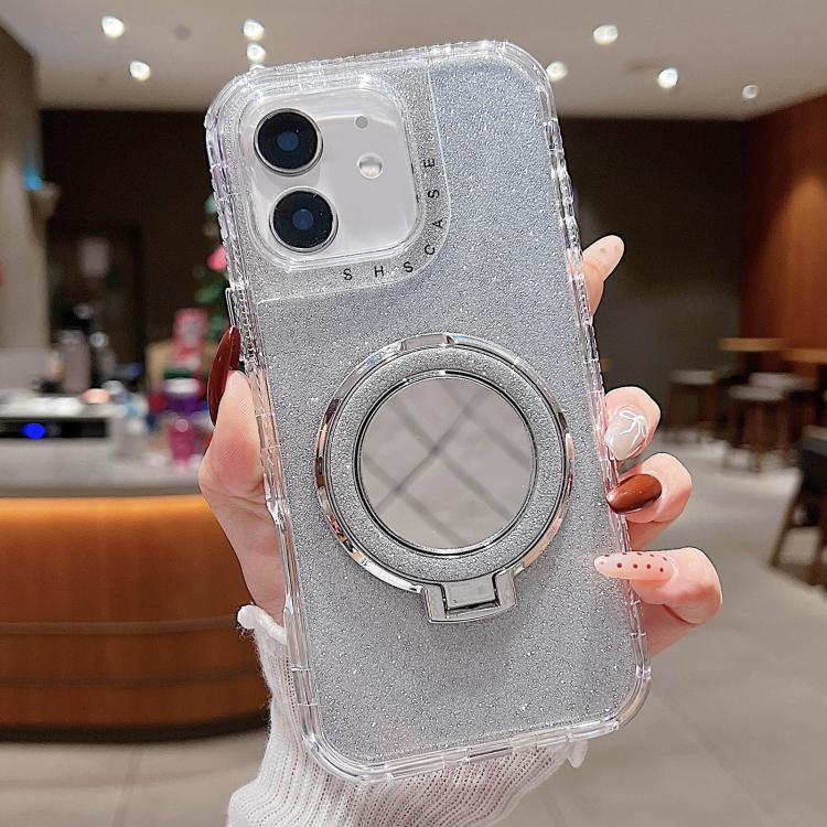 For iPhone 12 Mirror Holder Glitterr MagSafe Phone Case