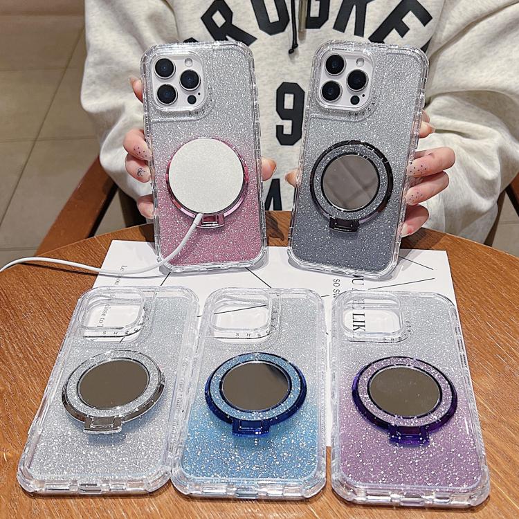 For iPhone 11 Mirror Holder Glitterr MagSafe Phone Case