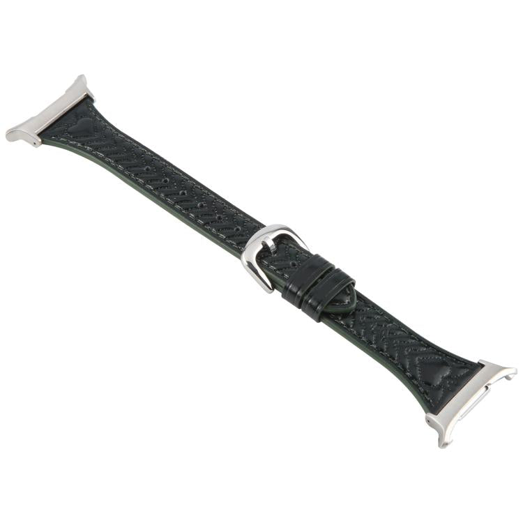 For Samsung Galaxy Watch Ultra 47mm / Ultra 2025 Metal Connector Heart-Shaped Embossed Leather Watch Band