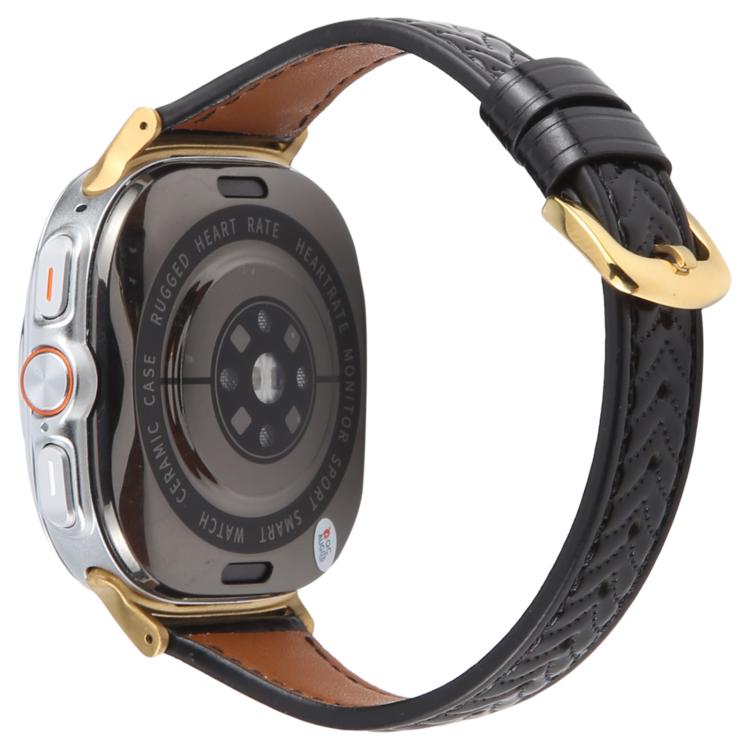For Samsung Galaxy Watch Ultra 47mm / Ultra 2025 Metal Connector Heart-Shaped Embossed Leather Watch Band