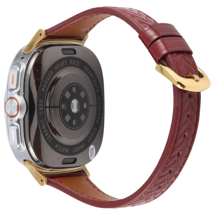 For Samsung Galaxy Watch Ultra 47mm / Ultra 2025 Metal Connector Heart-Shaped Embossed Leather Watch Band