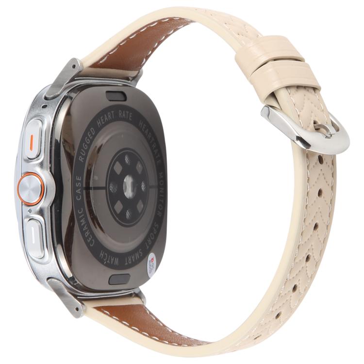 For Samsung Galaxy Watch Ultra 47mm / Ultra 2025 Metal Connector Heart-Shaped Embossed Leather Watch Band