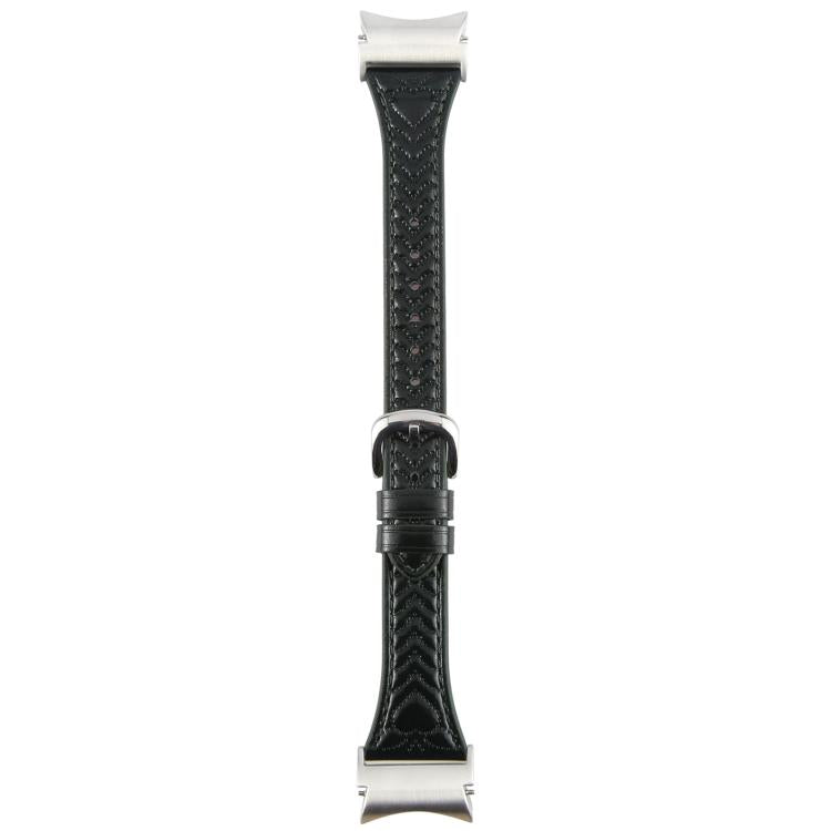 For Samsung Galaxy Watch  7 Metal Connector Heart-Shaped Embossed Leather Quick Release Watch Band
