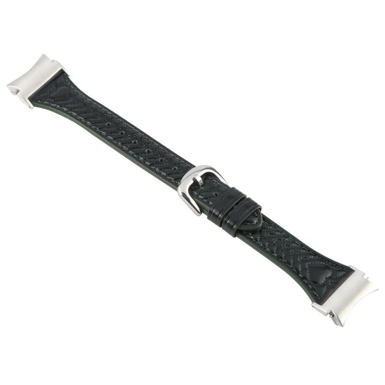 For Samsung Galaxy Watch  7 Metal Connector Heart-Shaped Embossed Leather Quick Release Watch Band