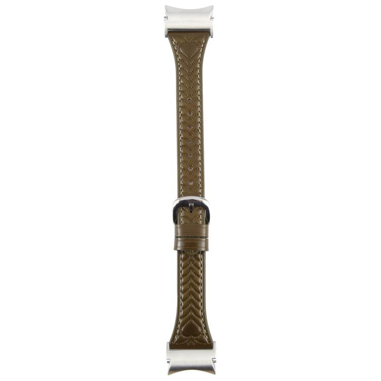 For Samsung Galaxy Watch  7 Metal Connector Heart-Shaped Embossed Leather Quick Release Watch Band