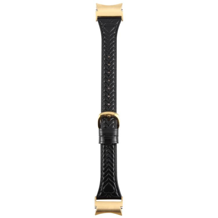 For Samsung Galaxy Watch  7 Metal Connector Heart-Shaped Embossed Leather Quick Release Watch Band