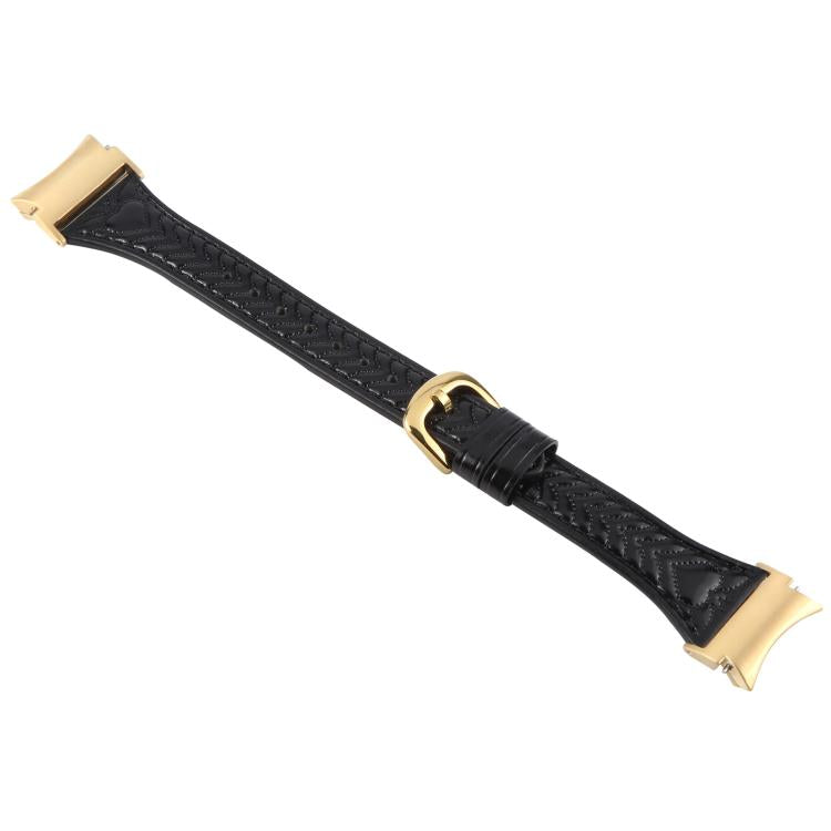 For Samsung Galaxy Watch  7 Metal Connector Heart-Shaped Embossed Leather Quick Release Watch Band