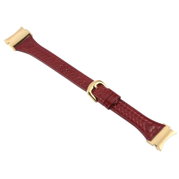 For Samsung Galaxy Watch  7 Metal Connector Heart-Shaped Embossed Leather Quick Release Watch Band