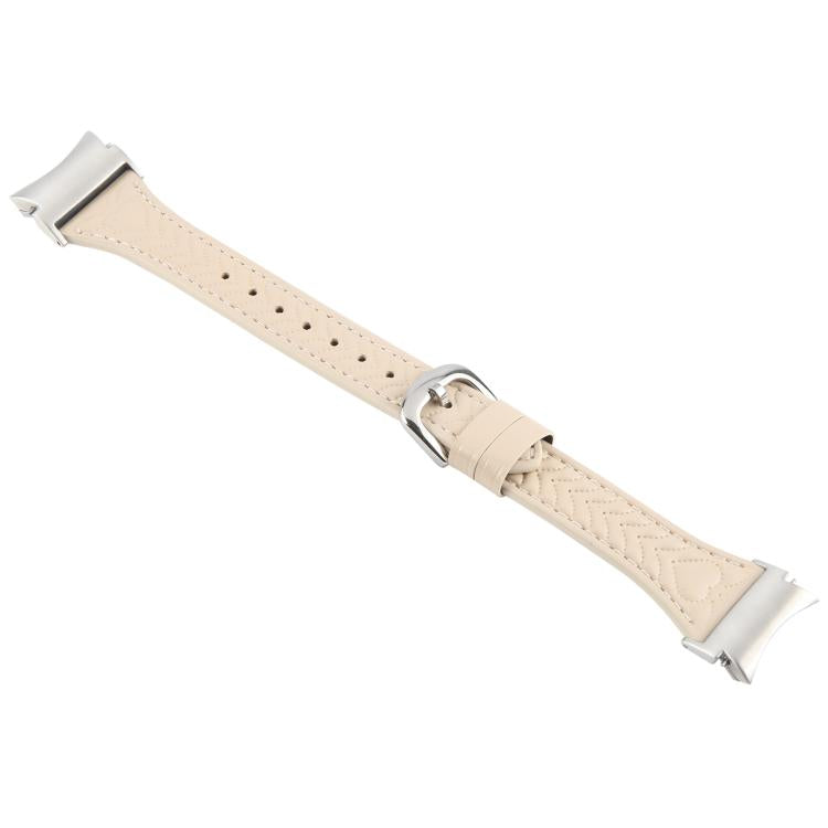 For Samsung Galaxy Watch  7 Metal Connector Heart-Shaped Embossed Leather Quick Release Watch Band