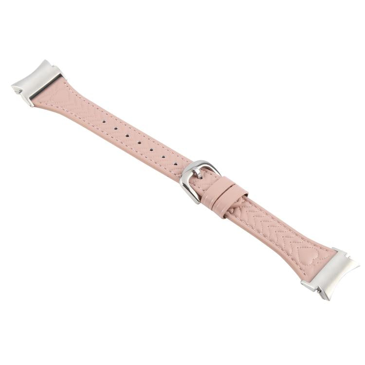 For Samsung Galaxy Watch  7 Metal Connector Heart-Shaped Embossed Leather Quick Release Watch Band