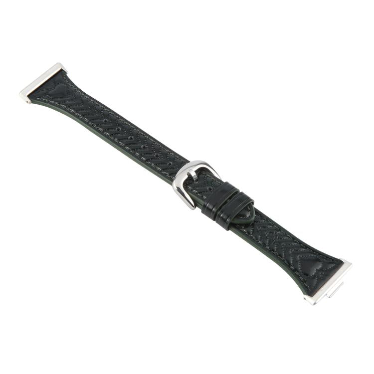 For Huawei Watch Fit 3 Metal Connector Heart-Shaped Embossed Leather Watch Band