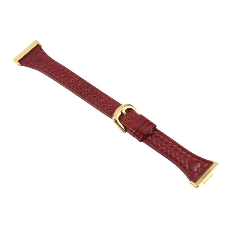 For Huawei Watch Fit 2 Metal Connector Heart-Shaped Embossed Leather Watch Band
