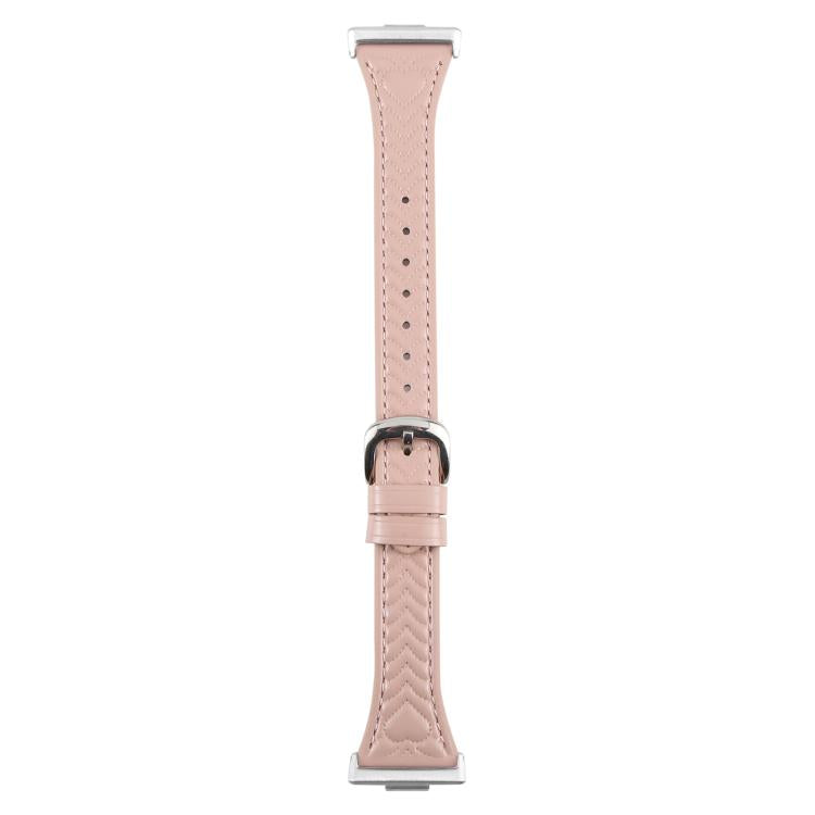 For Huawei Watch Fit Metal Connector Heart-Shaped Embossed Leather Watch Band