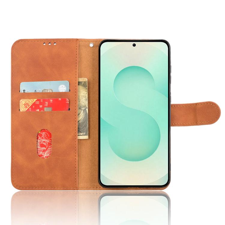 For Samsung Galaxy S25 Edge 5G Skin Feel Magnetic Flip Leather Phone Case