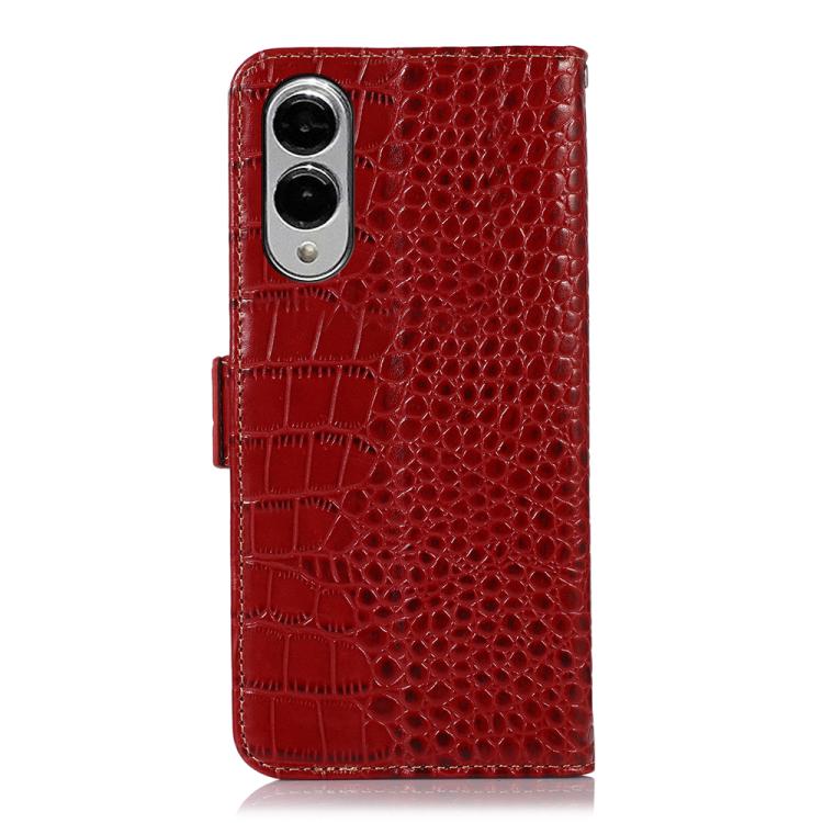 For Samsung Galaxy S25 Edge 5G Crocodile Top Layer Cowhide Leather Phone Case
