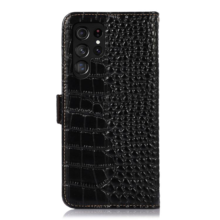 For Samsung Galaxy S26 Ultra 5G Crocodile Top Layer Cowhide Leather Phone Case