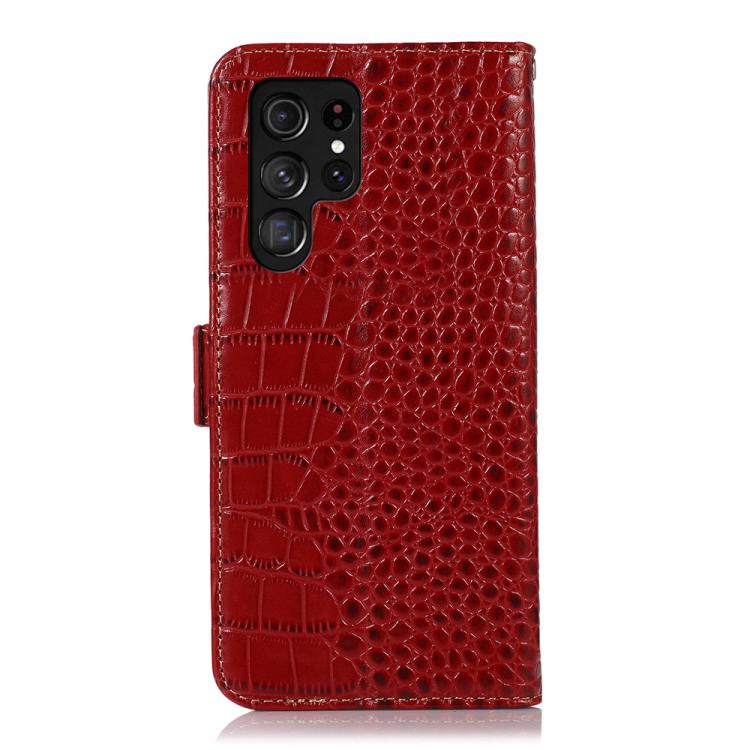 For Samsung Galaxy S26 Ultra 5G Crocodile Top Layer Cowhide Leather Phone Case
