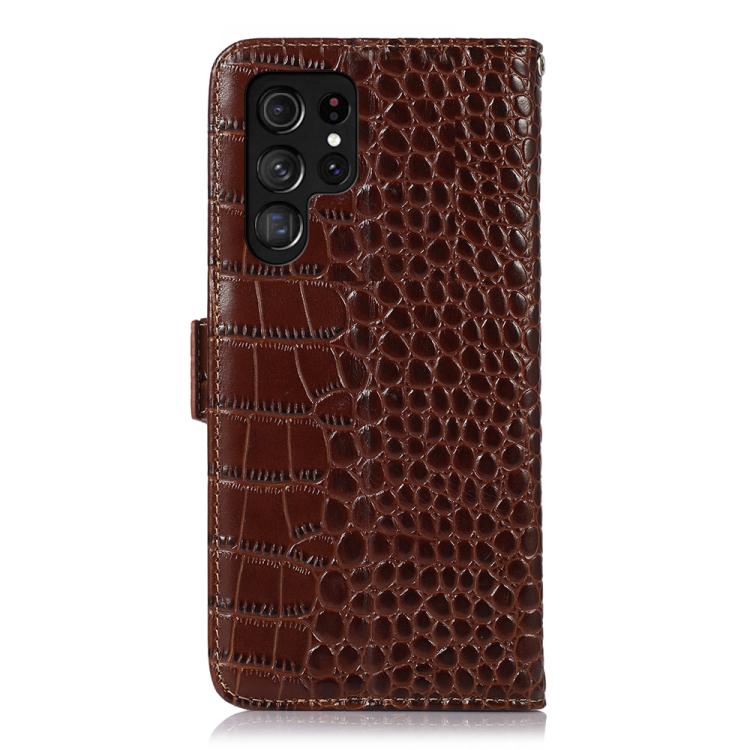 For Samsung Galaxy S26 Ultra 5G Crocodile Top Layer Cowhide Leather Phone Case