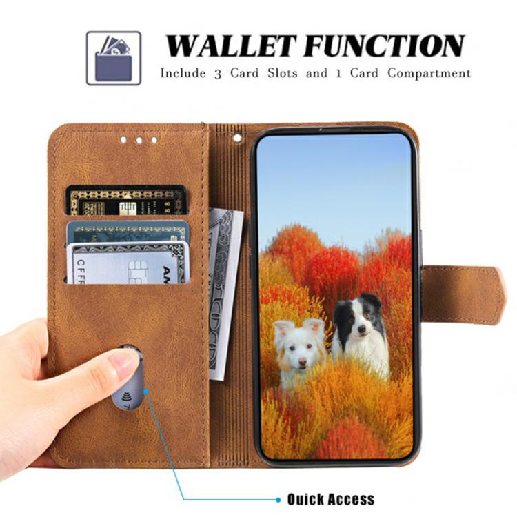 For iPhone 16e / 17e TTUDRCH Embossed Line Splicing Leather Phone Case