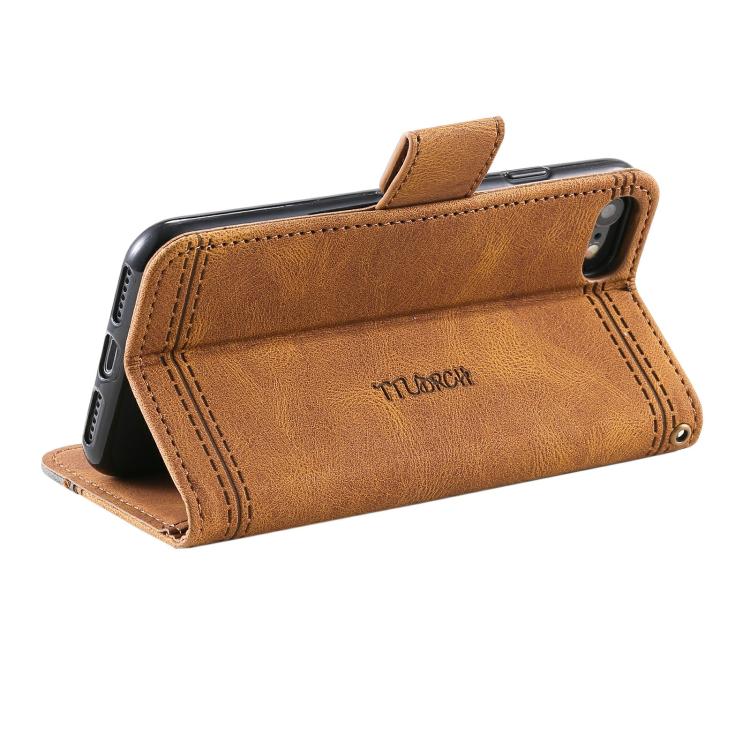For iPhone 16e / 17e TTUDRCH Embossed Line Splicing Leather Phone Case