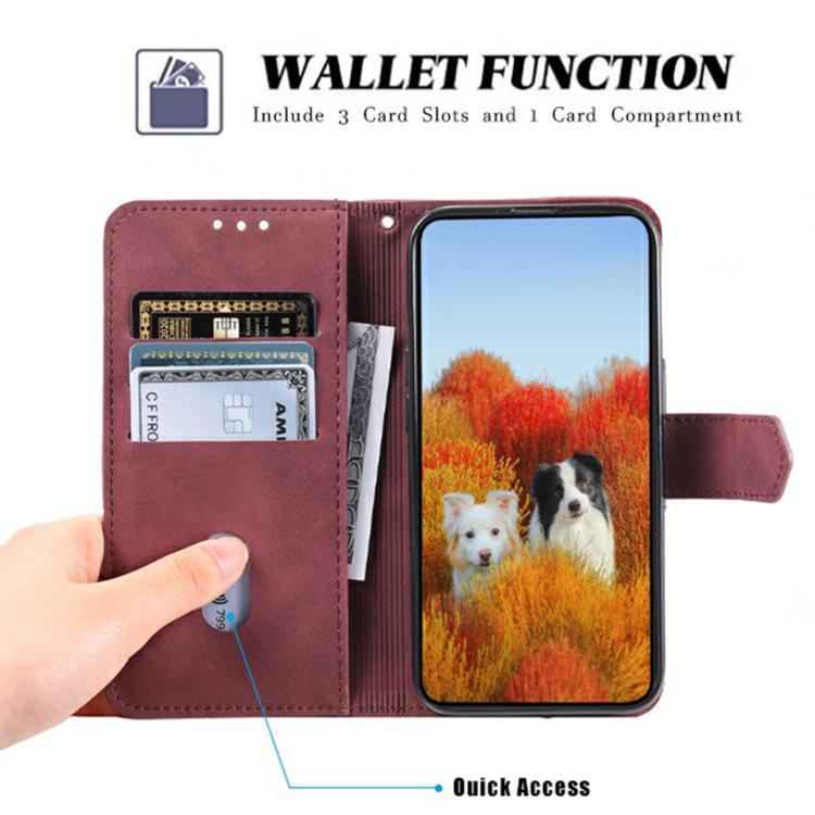 For iPhone 16e / 17e TTUDRCH Embossed Line Splicing Leather Phone Case