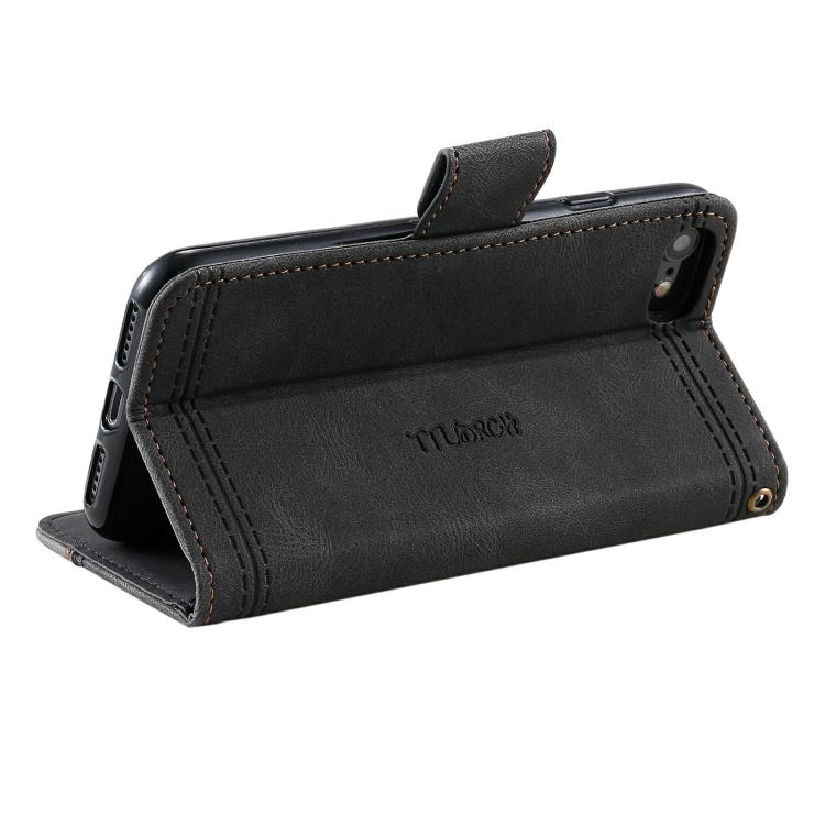 For iPhone 16e / 17e TTUDRCH Embossed Line Splicing Leather Phone Case