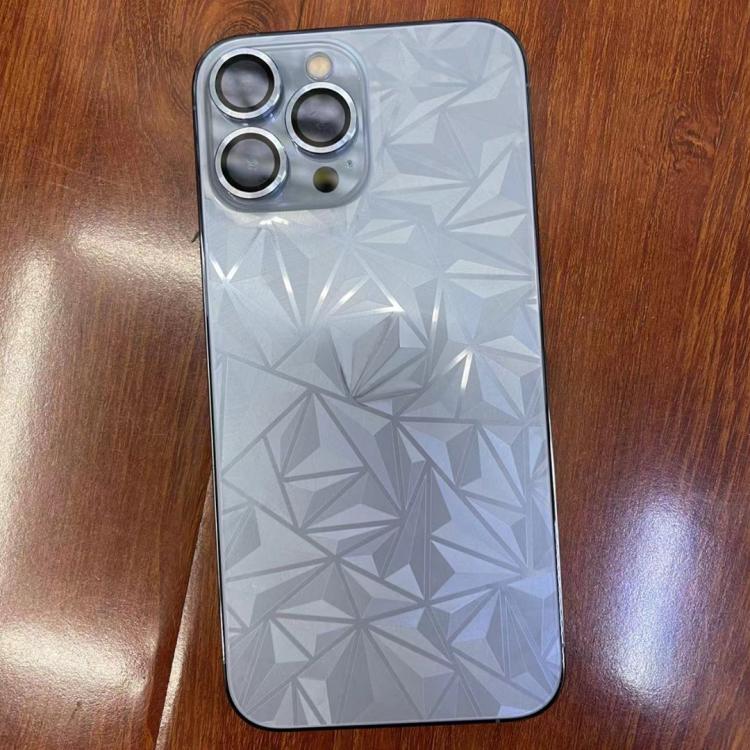 For iPhone 16 Rhombus Pattern Sticker Frosted Phone Back Film - Silver