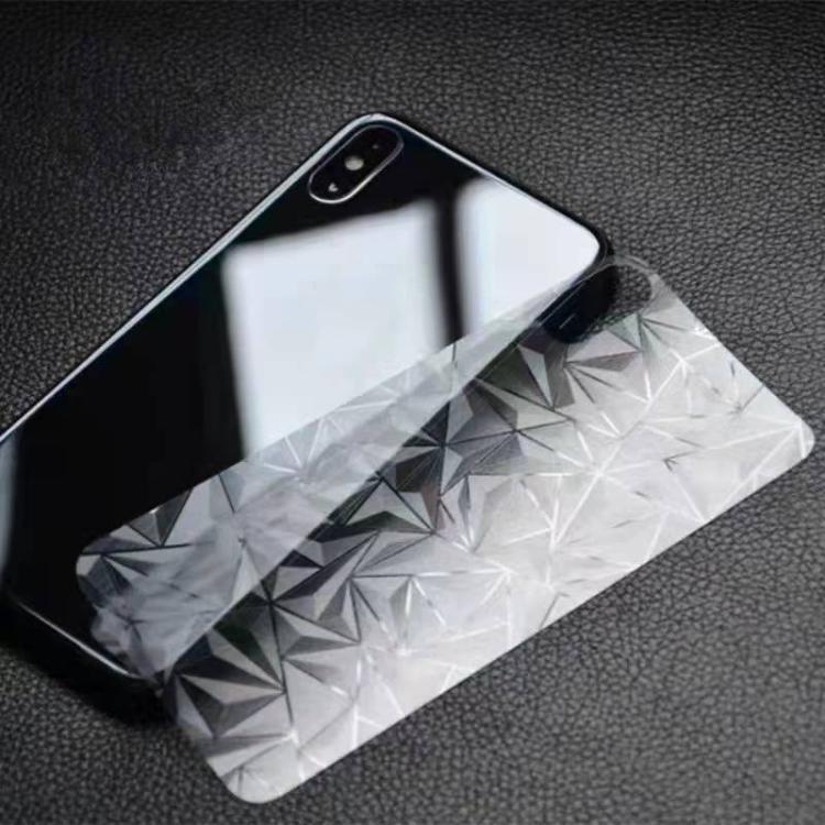 For iPhone 14 Rhombus Pattern Sticker Frosted Phone Back Film - Silver