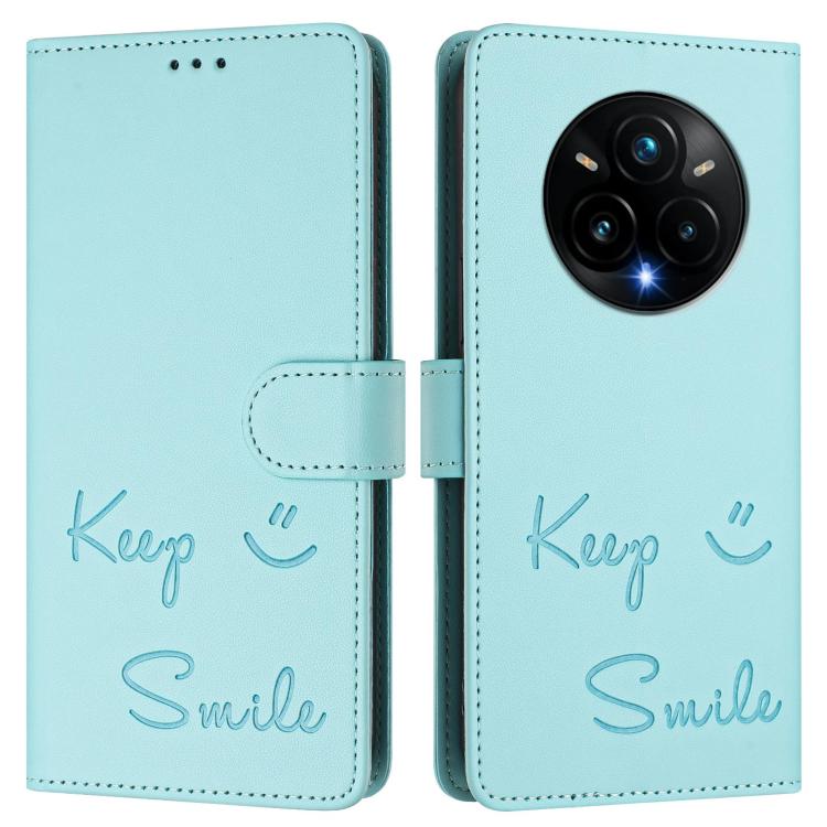 For Realme 14 Pro+ 5G Smile Embossing RFID Leather Phone Case