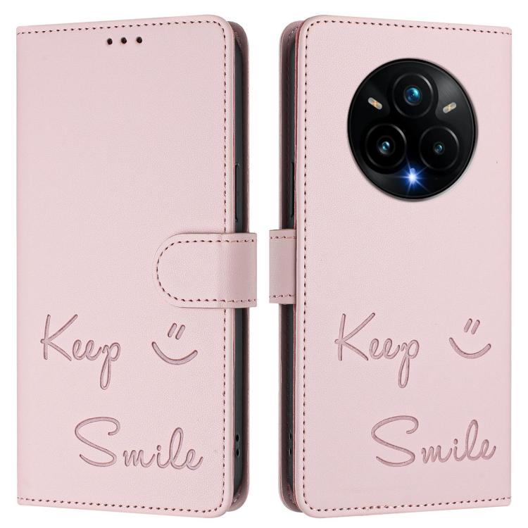 For Realme 14 Pro+ 5G Smile Embossing RFID Leather Phone Case