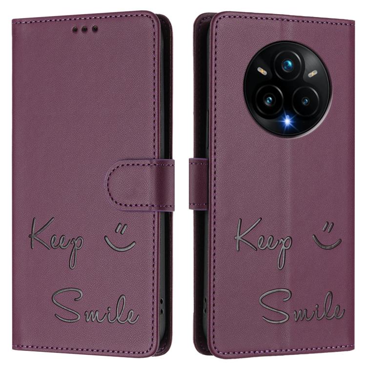 For Realme 14 Pro+ 5G Smile Embossing RFID Leather Phone Case