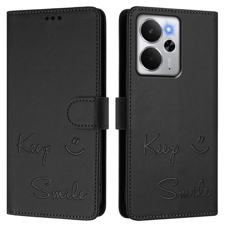 For Realme 14 5G / 14T 5G Global Smile Embossing RFID Leather Phone Case