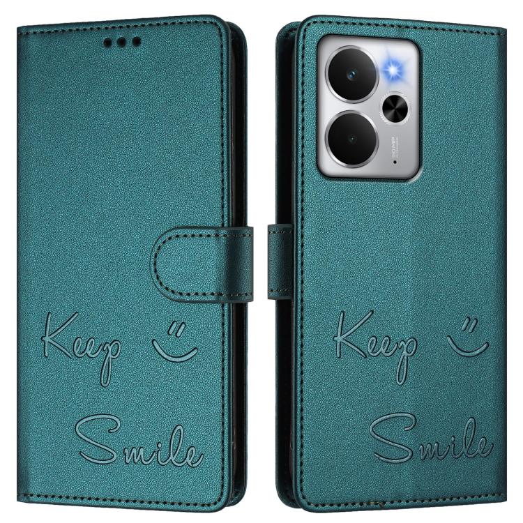 For Realme 14 5G / 14T 5G Global Smile Embossing RFID Leather Phone Case
