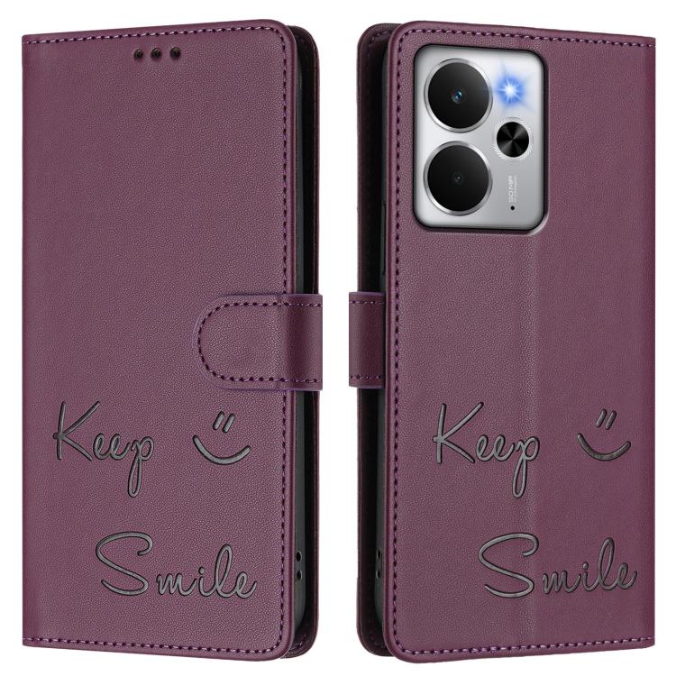 For Realme 14 5G / 14T 5G Global Smile Embossing RFID Leather Phone Case