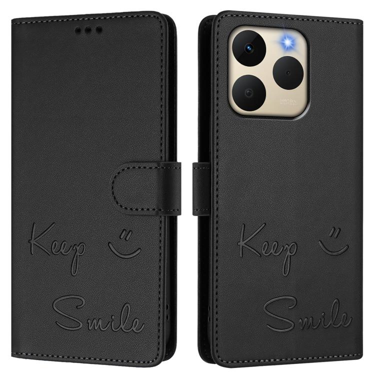 For Realme 15T 5G Global Smile Embossing RFID Leather Phone Case