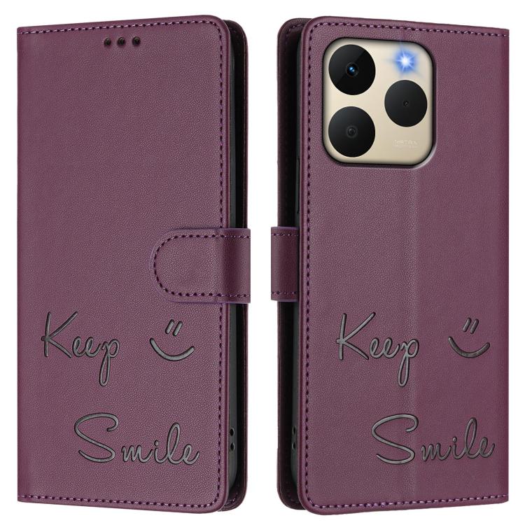 For Realme 15T 5G Global Smile Embossing RFID Leather Phone Case