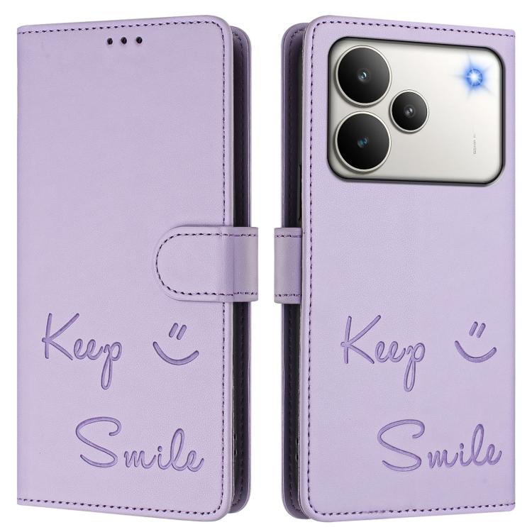 For Realme P4 5G Smile Embossing RFID Leather Phone Case