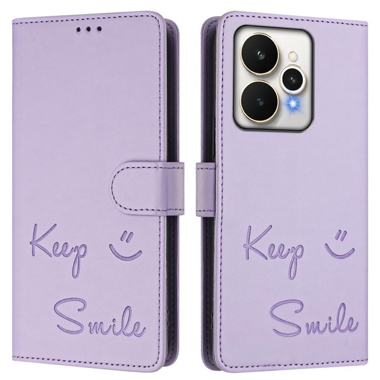 For Realme 15 / 15 Pro 5G Global Smile Embossing RFID Leather Phone Case