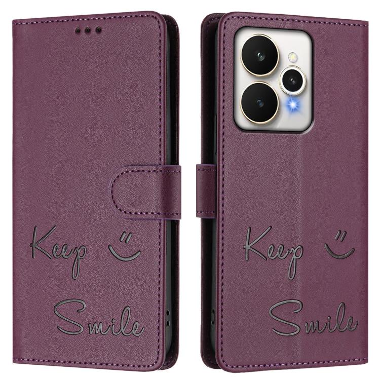 For Realme 15 / 15 Pro 5G Global Smile Embossing RFID Leather Phone Case