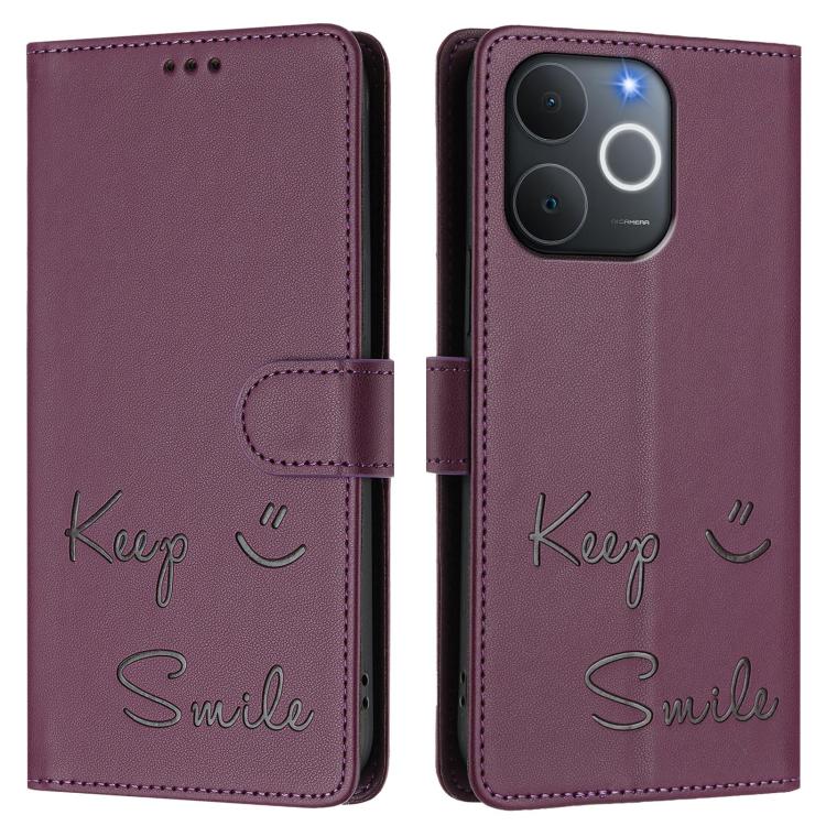 For Realme C71 4G India / Note 70 4G Smile Embossing RFID Leather Phone Case