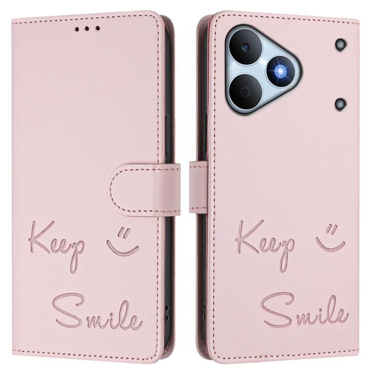 For Realme Note 80 4G Global Smile Embossing RFID Leather Phone Case