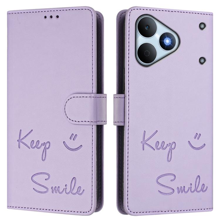 For Realme Note 80 4G Global Smile Embossing RFID Leather Phone Case