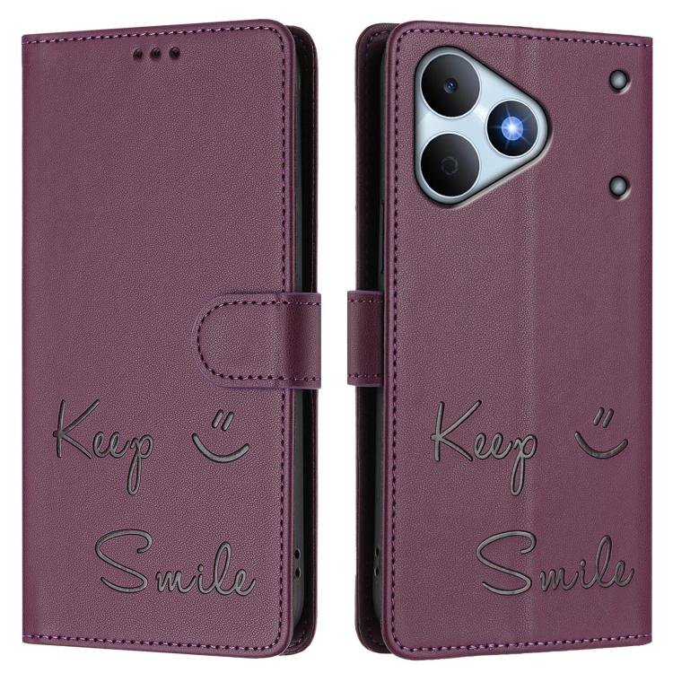 For Realme Note 80 4G Global Smile Embossing RFID Leather Phone Case