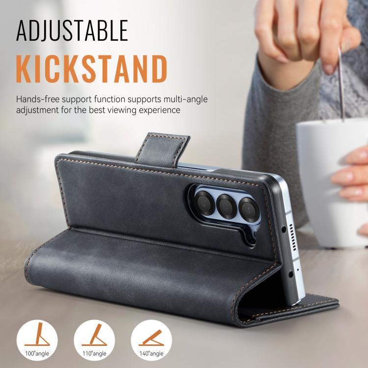 For Samsung Galaxy Z Fold6 5G AutSpace A11 Side Buckle MagSafe Magnetic RFID Phone Leather Case