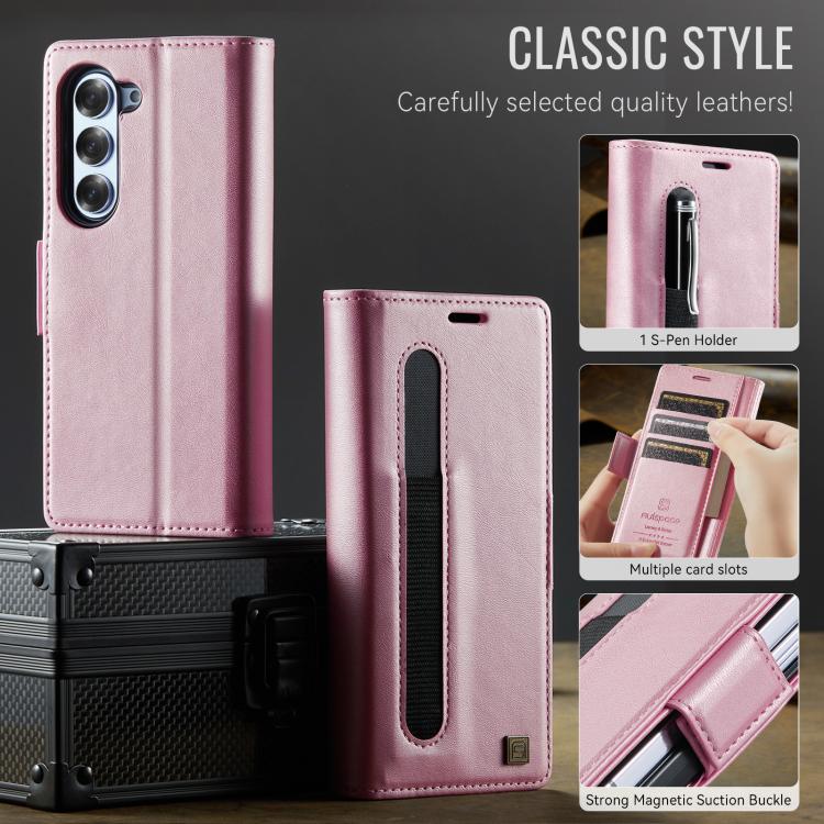 For Samsung Galaxy Z Fold6 5G AutSpace A11 Side Buckle MagSafe Magnetic RFID Phone Leather Case